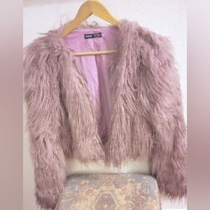 New lavender faux fur jacket/coat. Size Medium or size 6.